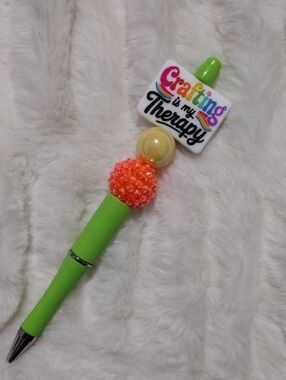 Crafting Is My Therapy Lime Green Bead Pen